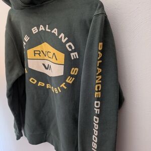 RVCA Green Hoodie with Yellow and White Accents